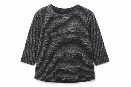 Dunnes Women Black Striped Glitter 3/4 Sleeve Knit Top L
