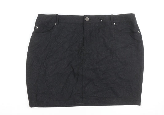 Mint Velvet Women's Black Wool Blend Pencil Skirt Size 18