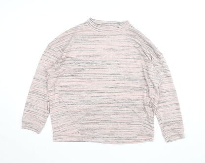 Marks and Spencer Womens Pink Striped Mock Neck Long Sleeve Top Size L