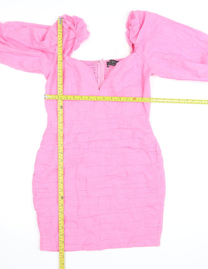 In The Style Women’s Pink Bodycon Puff Sleeve Sweetheart Dress Size 8