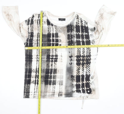 Monari Women's Multicoloured Check Print 3/4 Sleeve Jersey Top Size 12
