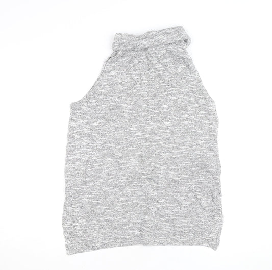 New Look Womens Grey Roll Neck Sleeveless Knit Top Size 12