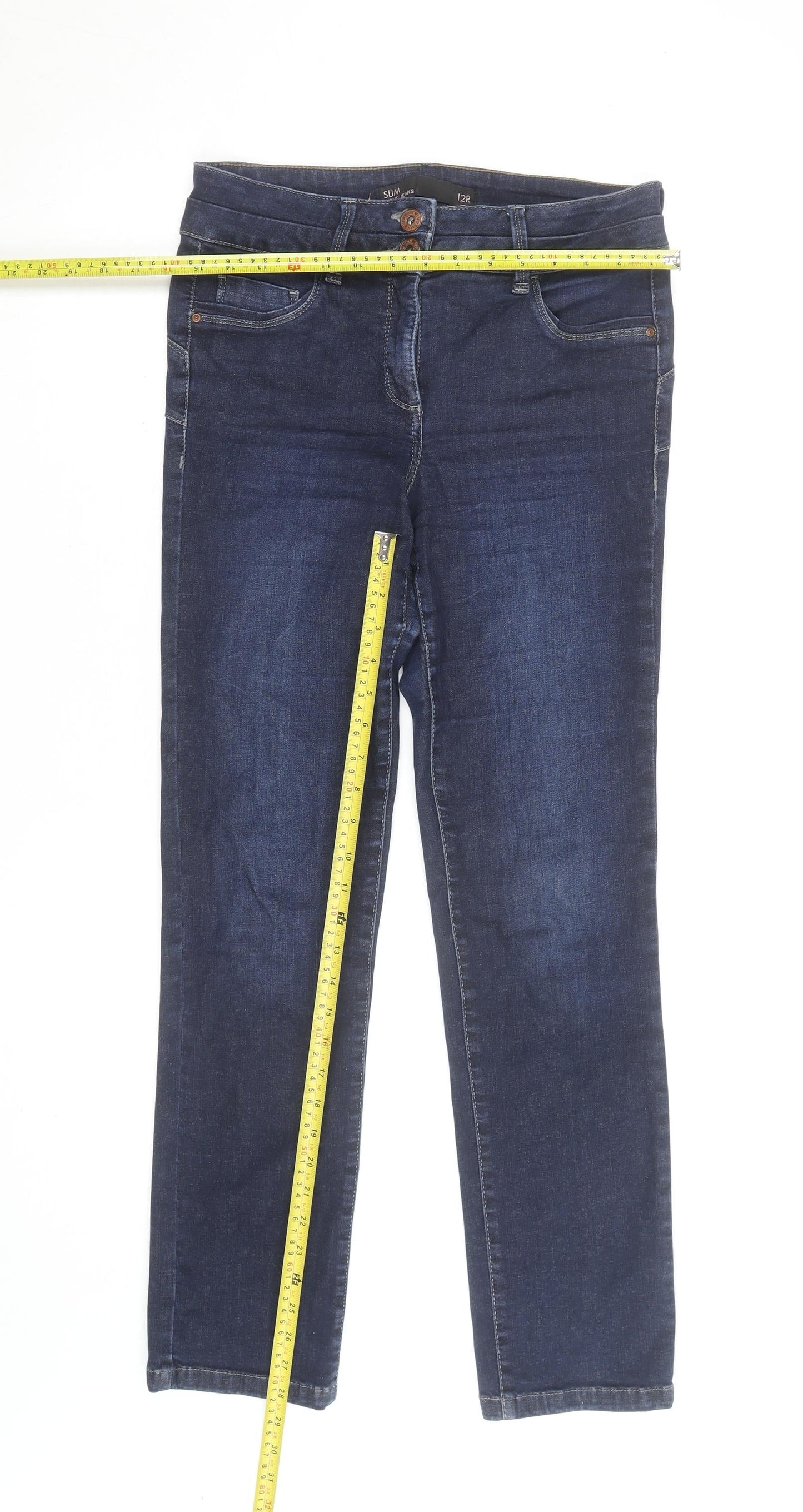 Next Women's Blue Slim Fit Mid Rise Straight Jeans Size 12R