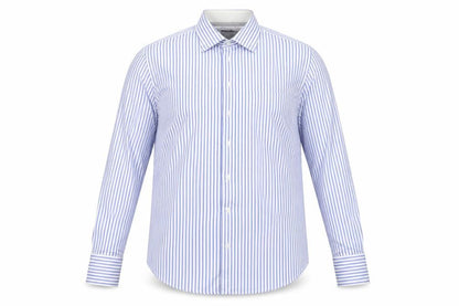 Arrow Men's Blue Striped Regular Fit 42cm Cotton Dress Shirt