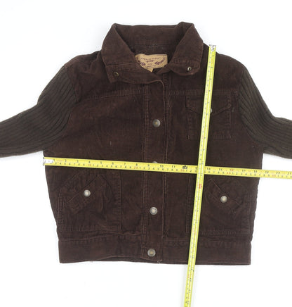 Marcelle Renee Women Brown Corduroy Cropped Bomber Jacket M