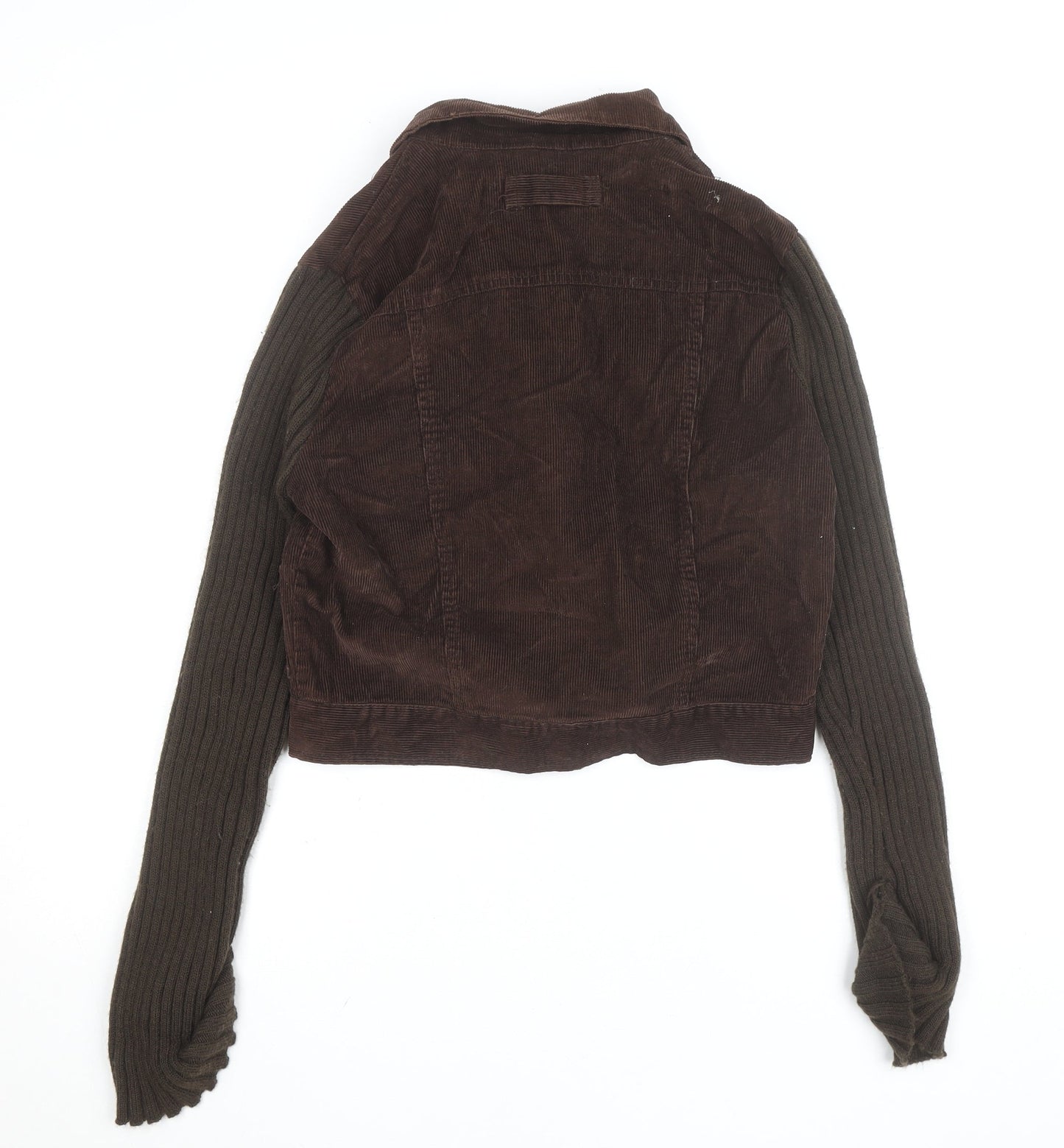 Marcelle Renee Women Brown Corduroy Cropped Bomber Jacket M