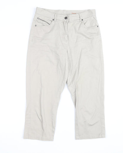 Jensen Women’s Beige Cropped Trousers Size 8 Regular Cotton Blend
