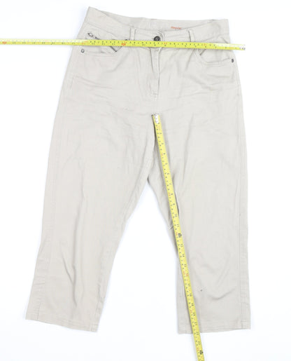 Jensen Women’s Beige Cropped Trousers Size 8 Regular Cotton Blend