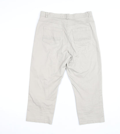 Jensen Women’s Beige Cropped Trousers Size 8 Regular Cotton Blend