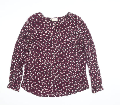 Kaffe Women's Purple Animal Print Viscose Long Sleeve Blouse Size 10