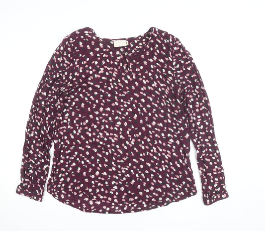 Kaffe Women's Purple Animal Print Viscose Long Sleeve Blouse Size 10