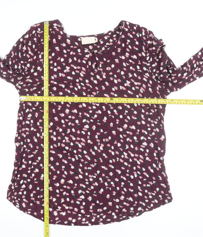 Kaffe Women's Purple Animal Print Viscose Long Sleeve Blouse Size 10