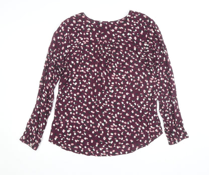 Kaffe Women's Purple Animal Print Viscose Long Sleeve Blouse Size 10