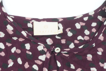 Kaffe Women's Purple Animal Print Viscose Long Sleeve Blouse Size 10