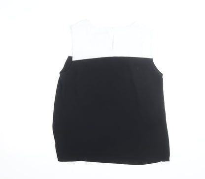 Dunnes Women’s Black White Colourblock Sleeveless Blouse Size 14