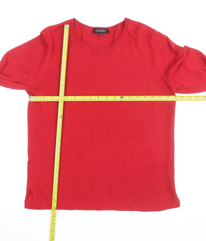 Sunday Men's Red Cotton Blend Long Sleeve Pullover Jumper M