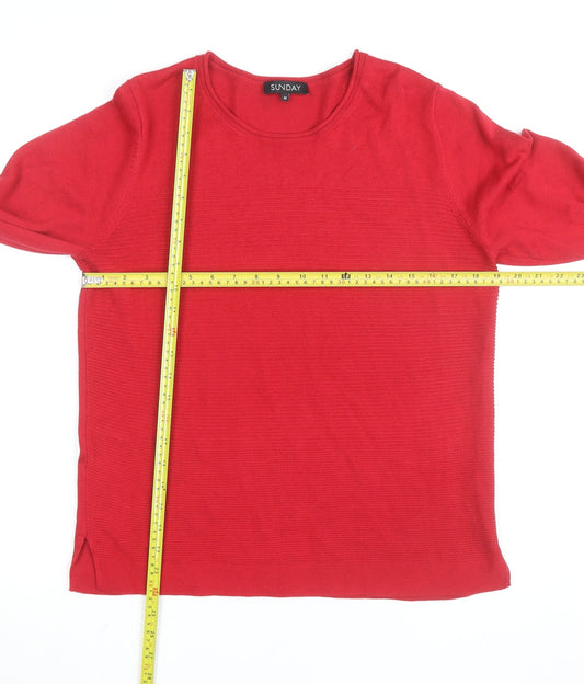 Sunday Men's Red Cotton Blend Long Sleeve Pullover Jumper M