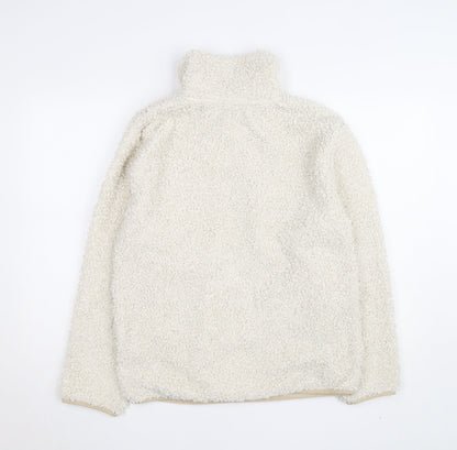 H&M Women’s Ivory Fleece 1/4 Zip Pullover Jumper XS