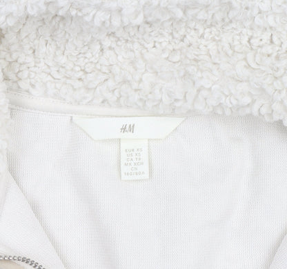 H&M Women’s Ivory Fleece 1/4 Zip Pullover Jumper XS
