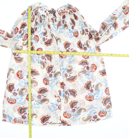 Warehouse Womens Multicoloured Paisley Sheer Tunic Blouse Size 16