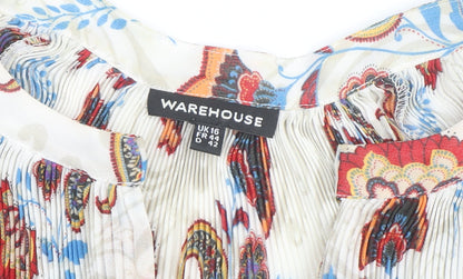 Warehouse Womens Multicoloured Paisley Sheer Tunic Blouse Size 16