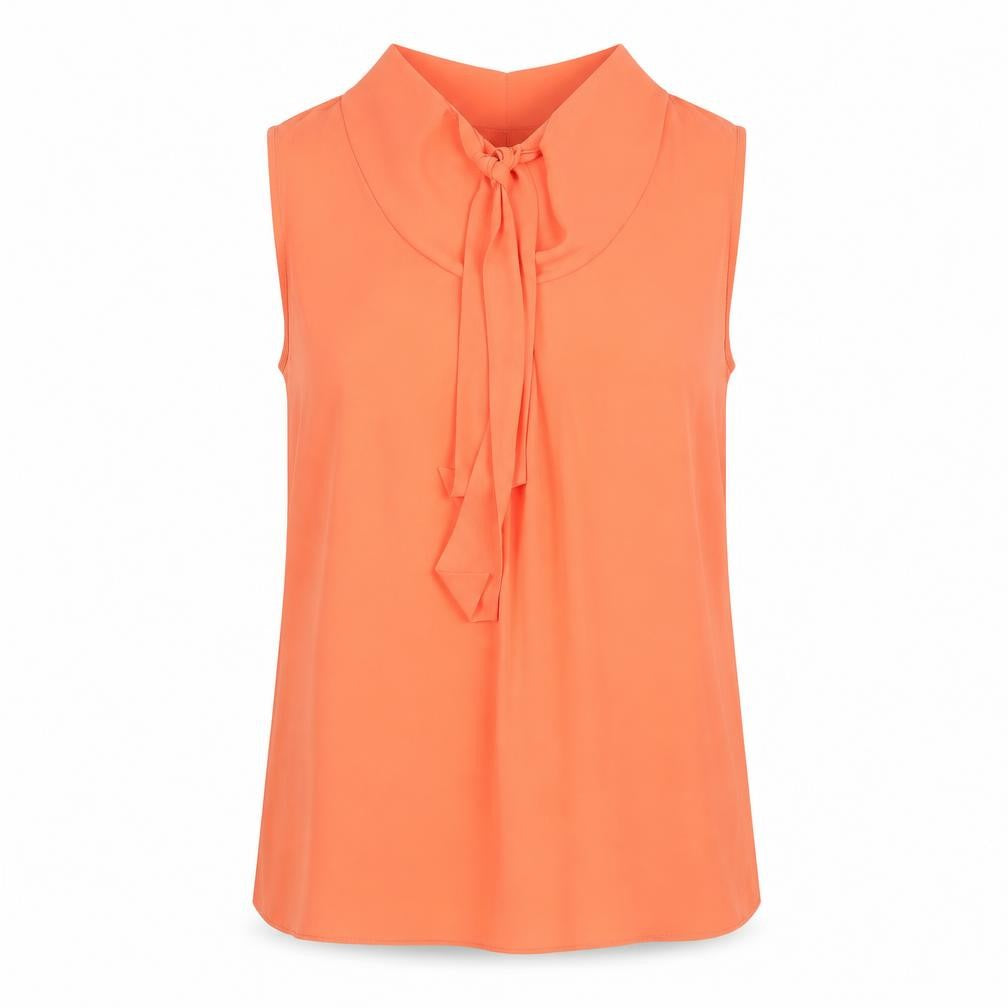 Jasper Conran Women’s Orange Sleeveless Bow Neck Blouse Size 16