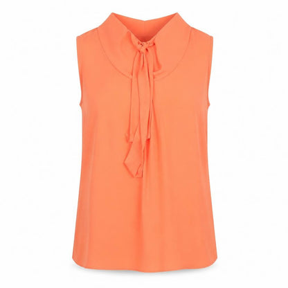 Jasper Conran Women’s Orange Sleeveless Bow Neck Blouse Size 16