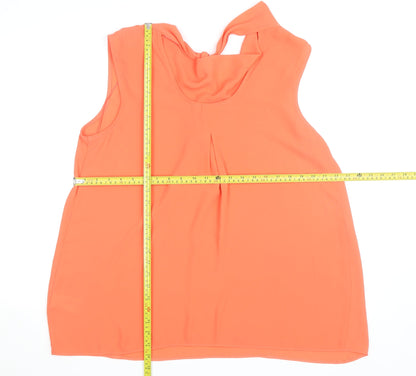 Jasper Conran Women’s Orange Sleeveless Bow Neck Blouse Size 16