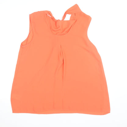 Jasper Conran Women’s Orange Sleeveless Bow Neck Blouse Size 16