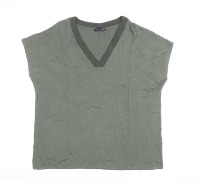 Marks and Spencer Women’s Green V-Neck Jersey T-Shirt Size 16