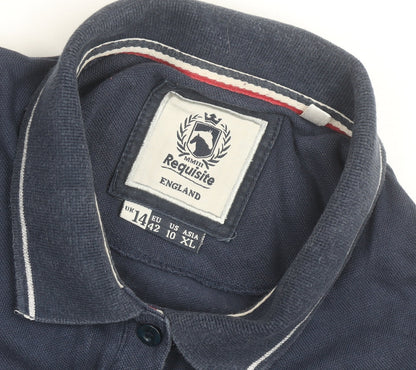 Requisite Men's Blue Cotton Equestrian Polo Shirt XL