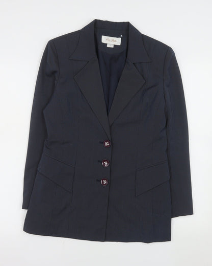 La Moda Women Blue Pinstripe Single-Breasted Blazer Size 10