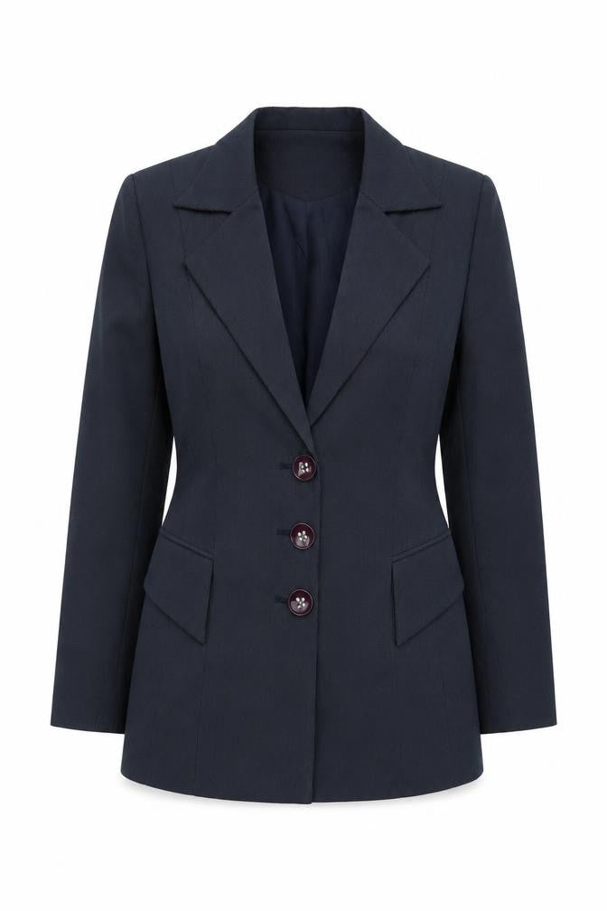 La Moda Women Blue Pinstripe Single-Breasted Blazer Size 10