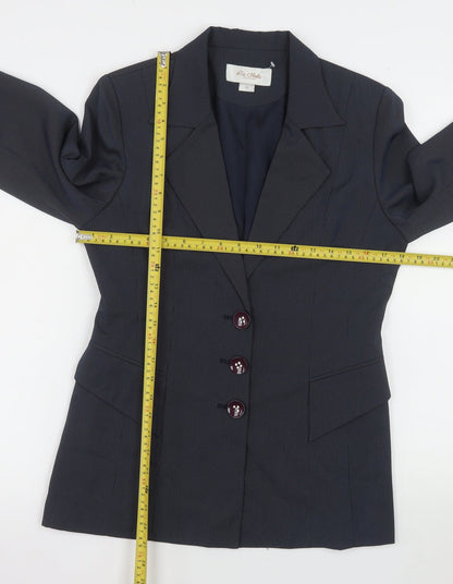 La Moda Women Blue Pinstripe Single-Breasted Blazer Size 10
