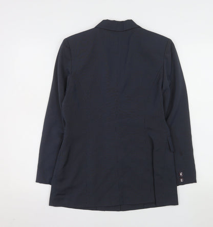 La Moda Women Blue Pinstripe Single-Breasted Blazer Size 10