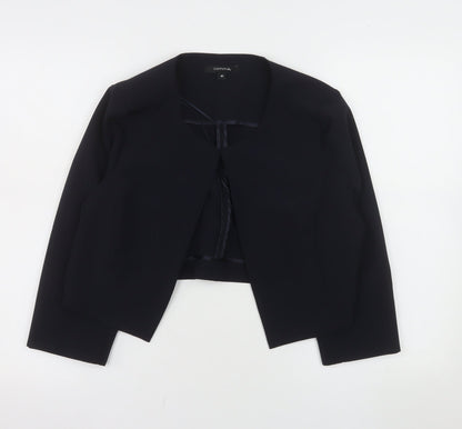 Comma Women Black Cropped Suit Jacket Size 12 Polyester Blend Lined Blazer