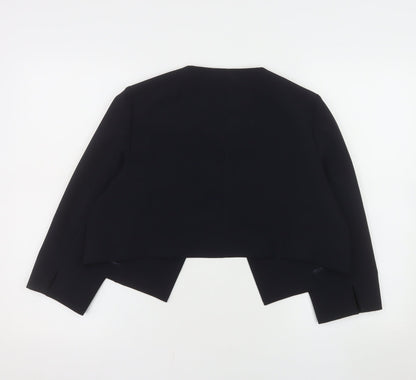 Comma Women Black Cropped Suit Jacket Size 12 Polyester Blend Lined Blazer
