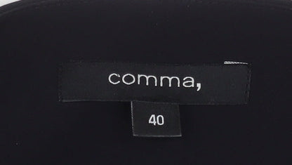 Comma Women Black Cropped Suit Jacket Size 12 Polyester Blend Lined Blazer