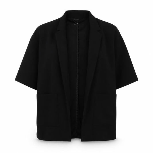Topshop Women Black Size 12 Short Sleeve Blazer Jacket