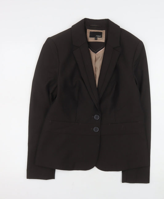 Next Women Brown Regular Fit Blazer Jacket Size 12R Two-Button Workwear