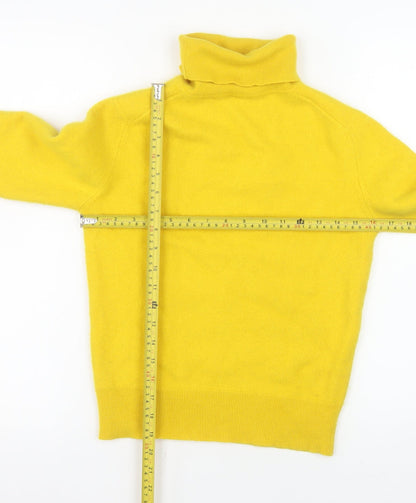House of Bruar Women’s Yellow Roll Neck Cashmere Jumper Size 8