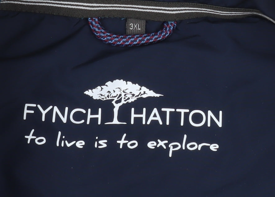 Fynch Hatton Men’s Blue 3XL Puffer Jacket with Zip Pockets