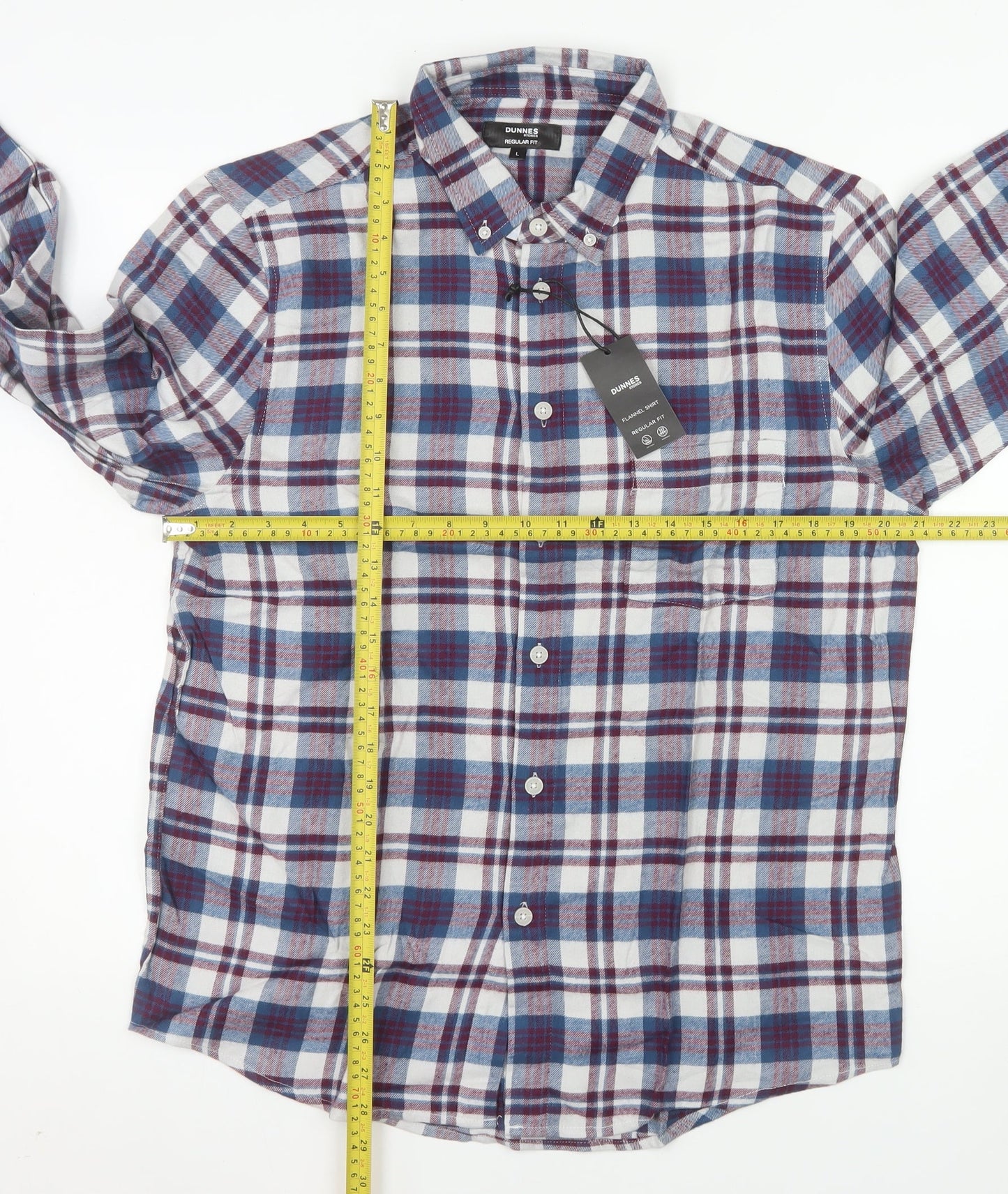 Dunnes Stores Men's Wine Check Button-Up Long Sleeve Shirt L