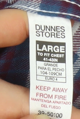 Dunnes Stores Men's Wine Check Button-Up Long Sleeve Shirt L