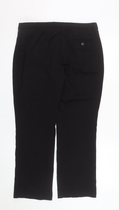 Marks and Spencer Women Black Size 14 Dress Pants Stretch Straight Trousers