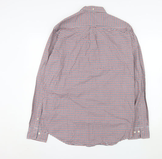 GANT Men's Multicoloured Check Button-Down Long Sleeve Cotton Shirt L