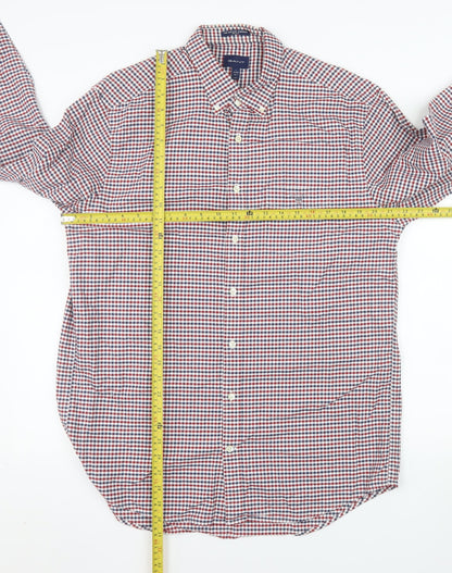 GANT Men's Multicoloured Check Button-Down Long Sleeve Cotton Shirt L