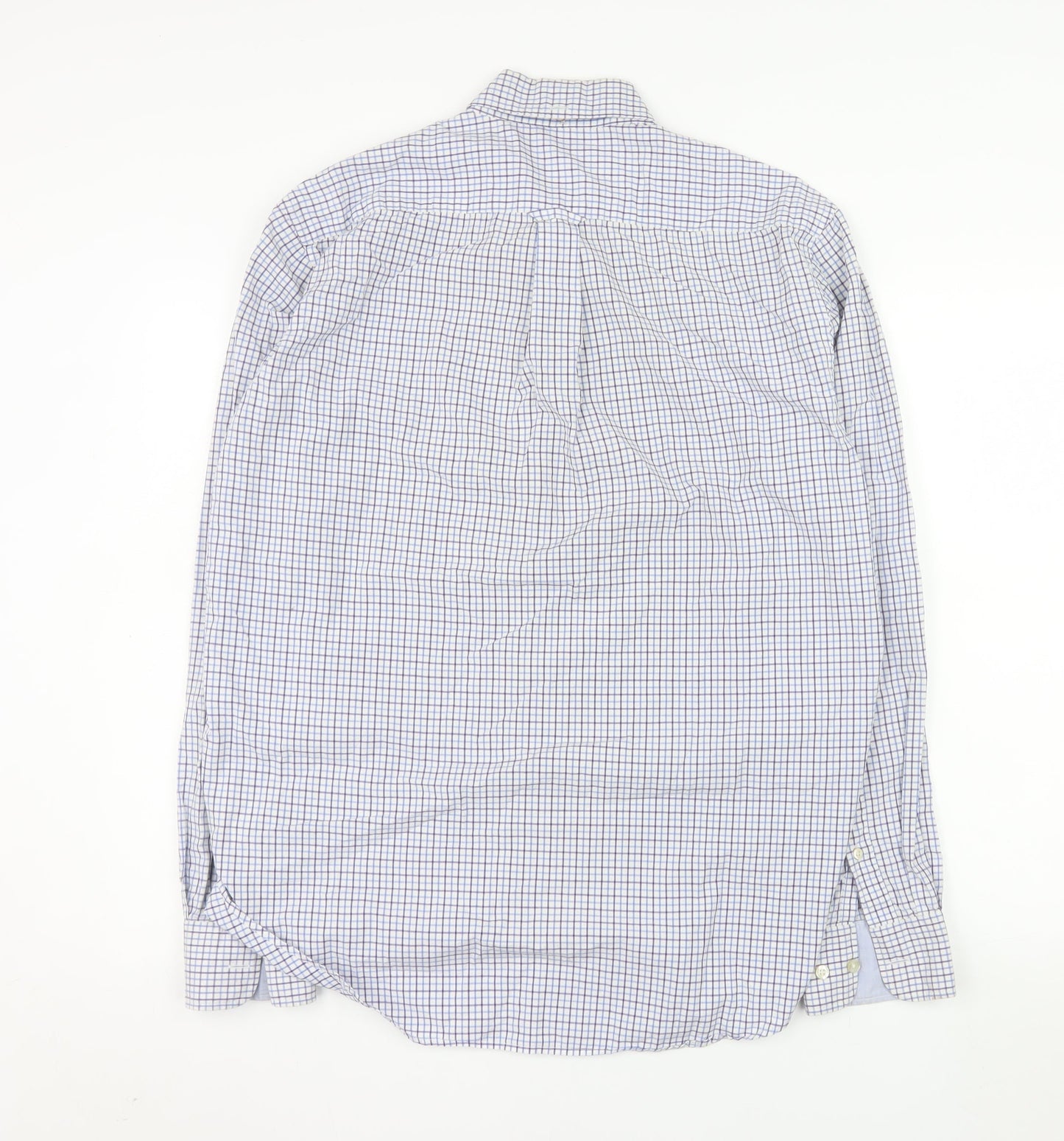 GANT Men's Blue Checked Long Sleeve Button-Up Shirt L