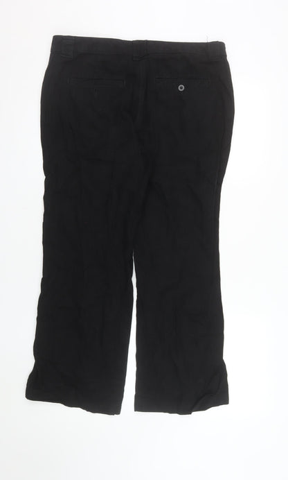 Marks and Spencer Women Black Linen Blend Long Trousers Size 14