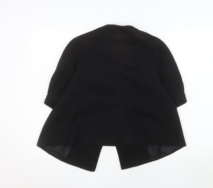 Betty Jackson Black Women's Black Size 14 Short Sleeve Double-Breasted Blazer